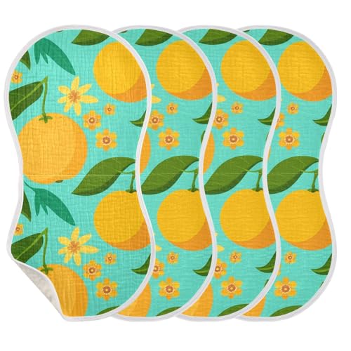 2 Pack Baby Burp Cloths, Soft Absorbent Burping Cloths for Babies, Cotton Milk Spit Up Rags, Large Size for Newborns, Baby Boys and Girls (Sunny Citrus Pattern)3