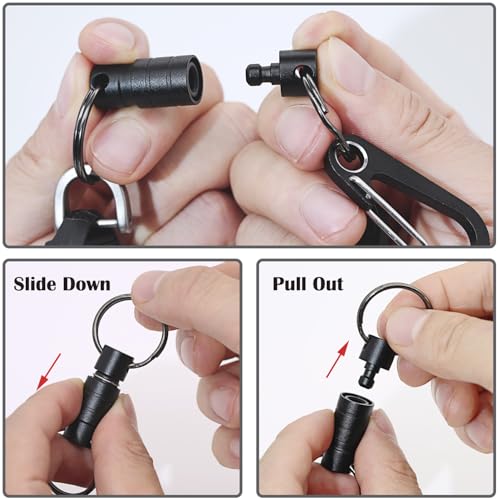 Image of Quick Release Keychain Clip, Small Carabiner Clip & Pull Apart Detachable Key Ring, Car Key Chain Hooks Keyring