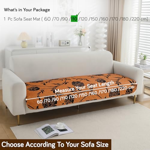 Image of HOKIPO 'Elira Series' Water Repellent + Waterproof Quilted Sofa Mats | Make Your Own Sofa Cover Set | Length 110cm - Copper Brown Floral (AR-5244-C8)