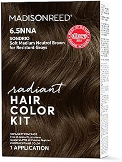 Madison Reed Radiant Hair Color Kit, Permanent Hair Dye, 100% Gray Coverage, Ammonia-Free, Sondrio Brown 6.5NNA Soft Medium Neutral Brown for Resistant Grays, Pack of 1