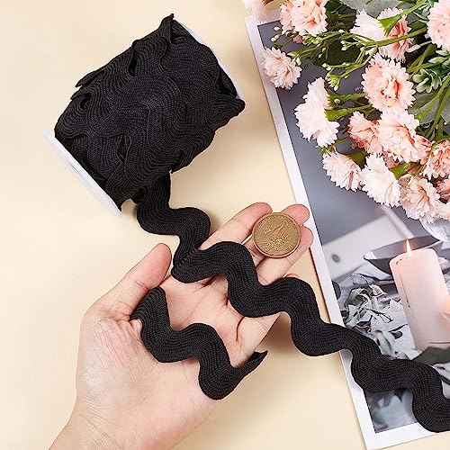 GORGECRAFT 20mm RIC Rac Ribbon 10 Yards Black Wave Sewing Bending Fringe Trim Woven Braided Fabric Lace for DIY Crafts Clothes Dress Embellishment Flower Gift Wrapping Wedding Party Decorations - Image 3
