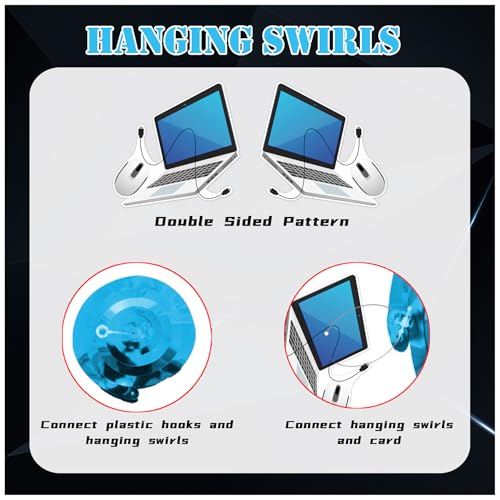 Image of 24 Pcs Computer Hanging Swirls Decorations Computer Party Decorations Ceiling Hanging Streamers for Computer Birthday Party Supplies Office Party