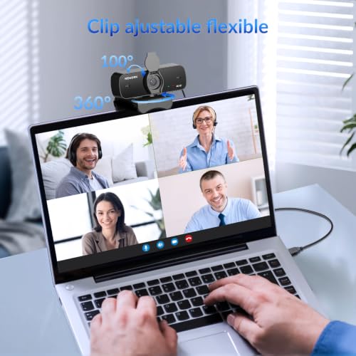 Image of 4K Webcam for PC with Sony Sensor, Auto Focus & Privacy Cover, Ultra HD 4K Streaming Camera, 2 Noise-Cancelling Mics, USB Plug & Play, 77 FOV, Web Camera for Zoom, Skype, Teams, Video Calling