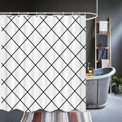 Rideaux de douche haut de gamme en tissu lavable à rayures