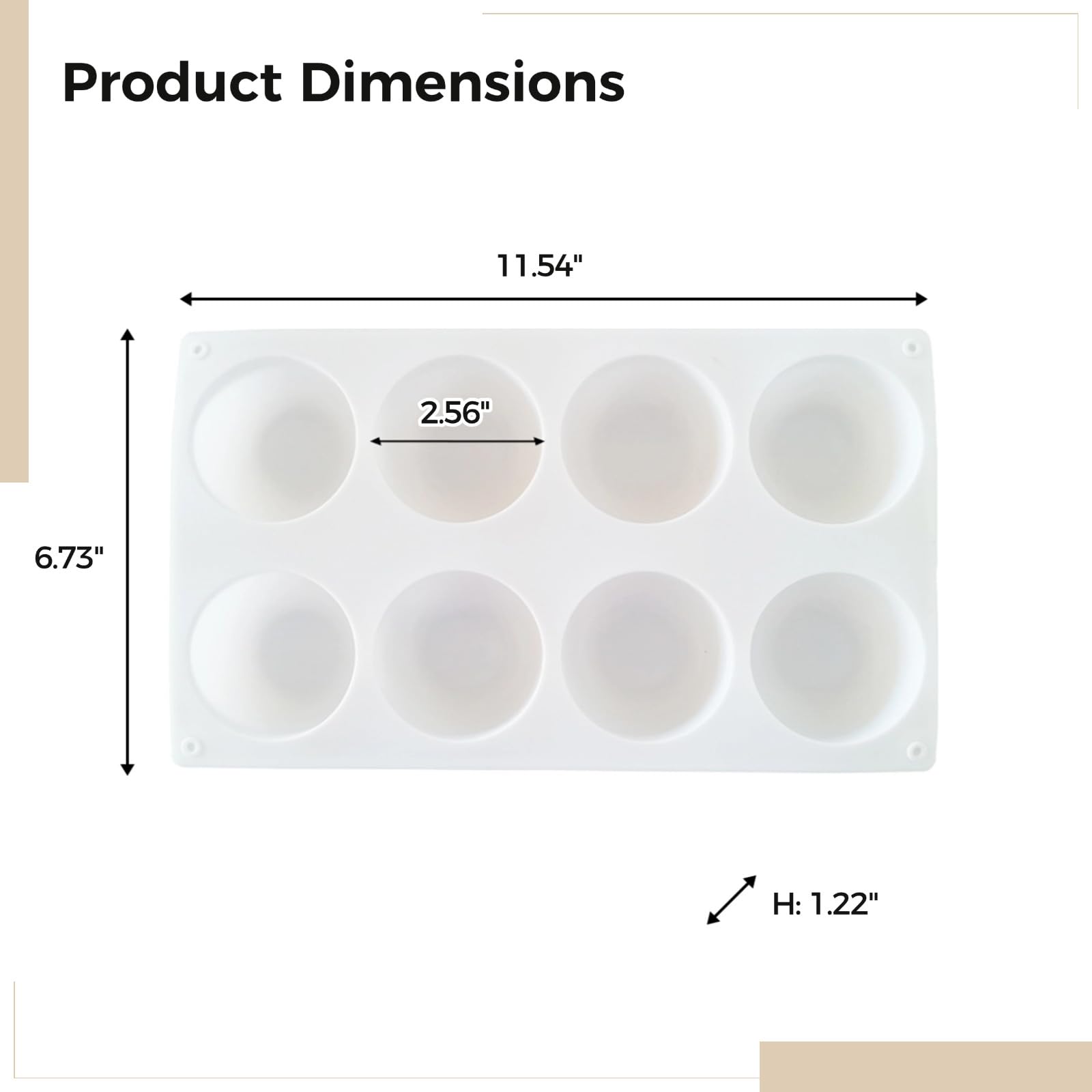 Moule demi-sphère en silicone, lot de 2, 8 cavités, moule de cuisson 3D pour gâteaux, chocolats, gelées, savons, pour pâtisserie et loisirs créatifs