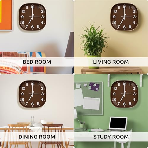 Image of TEKCOOL Plastic Analogue Wall Clock 12 inch Silent Quartz Decorative Wall Clock Non-Ticking Classic Clock Battery Operated Round Easy to Read for Room /Home /Kitchen /Bedroom /Office /School.Gold Brown'