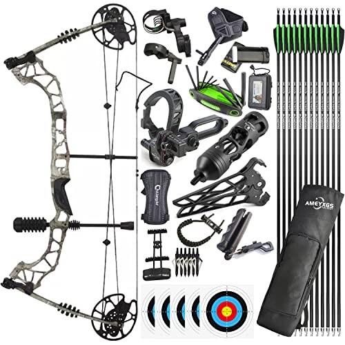 Zshjgjr Compound Bow Kit,Hunting&Target,Compound Bow And Arrow Set,Draw Weight 35-70Lbs Adjustable,Draw Length 16-30",Up To Ibo 320Fps Speed, Package With Archery Hunting Accessories (Forest Camo) #TOP6