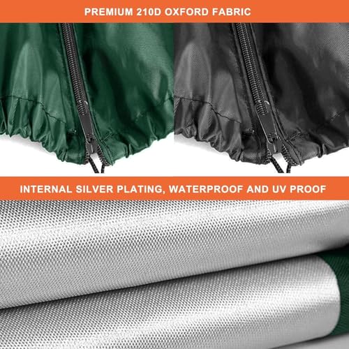 LATERN 2Pcs Rotary Washing Line Covers, 165CM x 16CM x 16CM Heavy Duty Waterproof Airer Cover with Anti-rust Zip & Drawstring Bag for Outdoor Clothes Airer Dryer, Garden Parasol (Black & Green) - Image 2