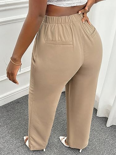 Floerns Women's Solid Straight Leg High Waist Business Work Trousers Pants2