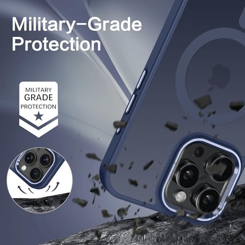 Image of BENTOBEN for iPhone 16 Pro Case [Compatible with Magsafe] Magnetic Matte Phone Case iPhone 16 Pro Translucent Slim Thin Shockproof Women Men Protective Cover Cases for iPhone 16 Pro 6.3 inch, Navy Blue