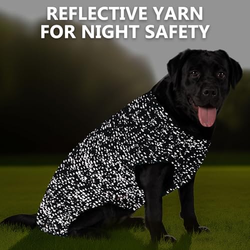 Image of KYEESE Reflective Yarn Dog Sweater for Small Medium Dog Thick Knit Pullover | Reflective for Visibility, Leash Hole for Walk, Stretchy Fit, Lightweight & Warm, Gentle on Sensitive Skin, Winter Daily Wear