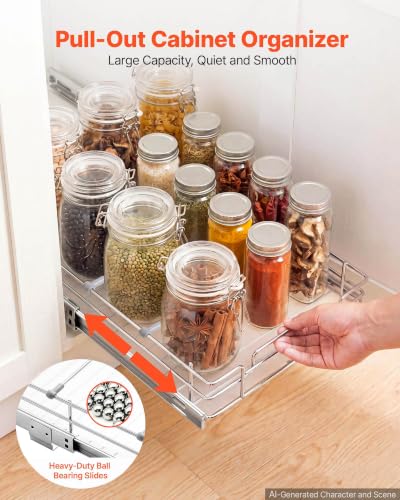 Image of VEVOR Pull Out Cabinet Organizer 12.4 inch W x 16.54 inch D Steel Slide Out Drawers