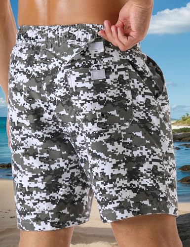 Men's Swim Trunks Camo Relaxed Fit Soft Washed Drawstring Board Shorts2