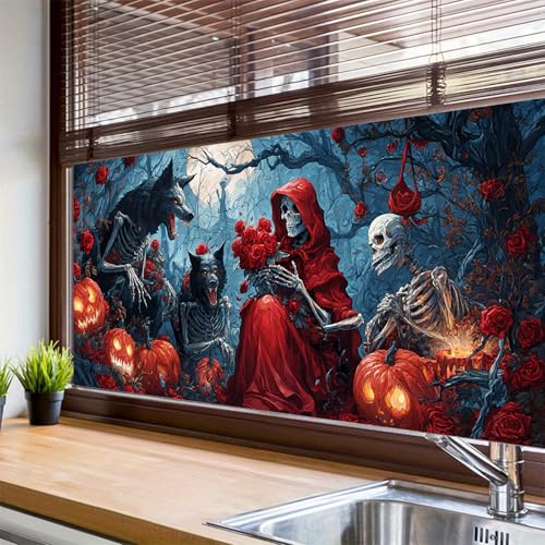 Vinilo decorativo para ventana calavera lobo HOMETITUTE miniatura 4