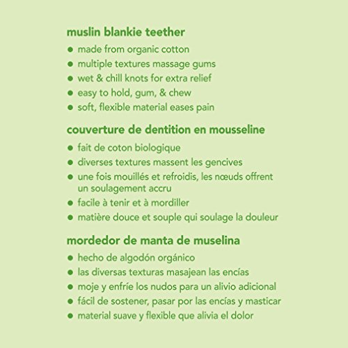 Green Sprouts Muslin Blankie Teether Made From Organic Cotton | Soothes Gums & Promotes Healthy Oral Development | Multiple Textures Massage Gums, Wet Knots For Extra Relief, Easy To Hold & Chew #TOP4