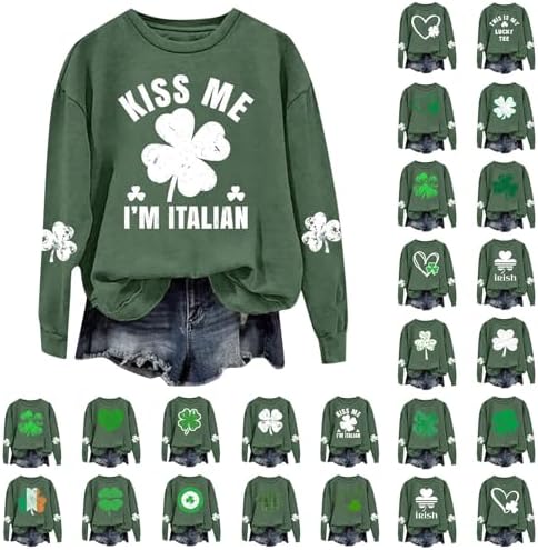 St Patricks Day Shirt Women St. Sweatshirt Shamrock Funny Outfits Apparel Clothing Party Cute Patty Tops Long Sleeve Paddys