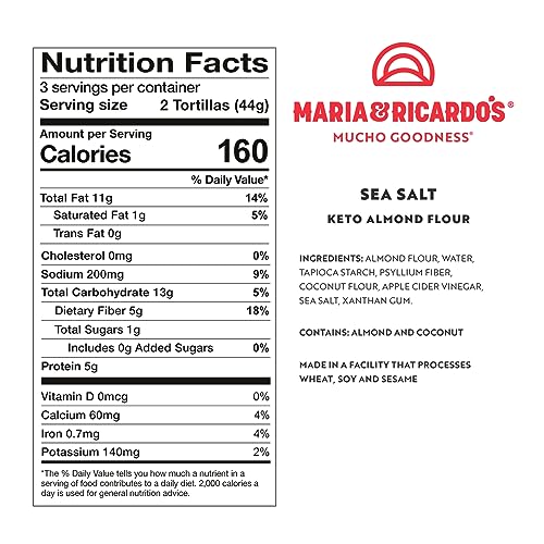 image for Maria & Ricardos Maria & Ricardo's KETO Tortillas | Almond Sea Salt | 