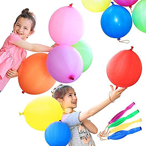 Feill 12Pcs 18" Neon Punch Balloons With Rubber Band Handles,Fun-Filled Balloons For Kids,Party, Wedding (Blue) #TOP3