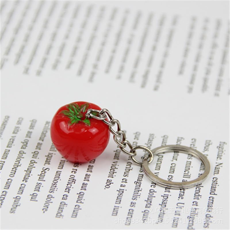 1 Pc Cute Red Tomato Keychain, Portable Resin Tomato Key Chains Gift Giving Three-dimensional Accessories image 3