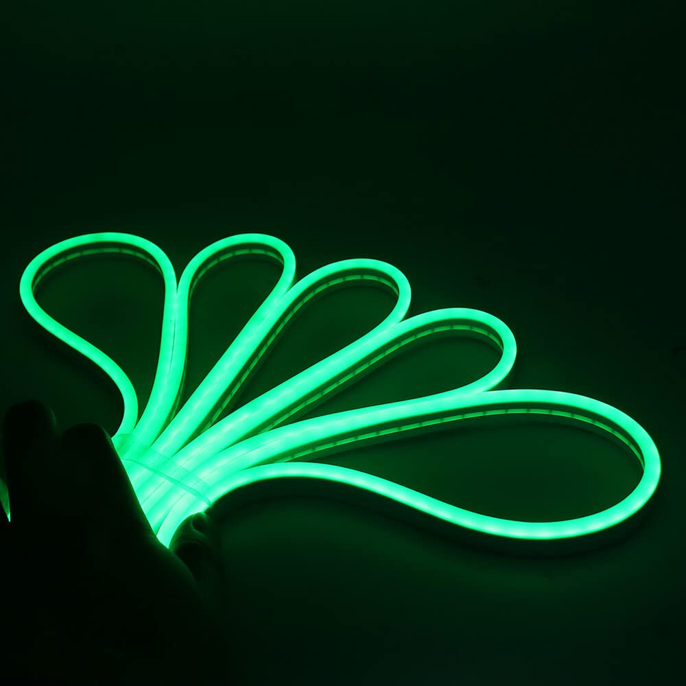 Wisada 5M LED Neon Rope Light with On/Off, Green Light Waterproof Flexible LED Strip Light, DIY Design - Image 3