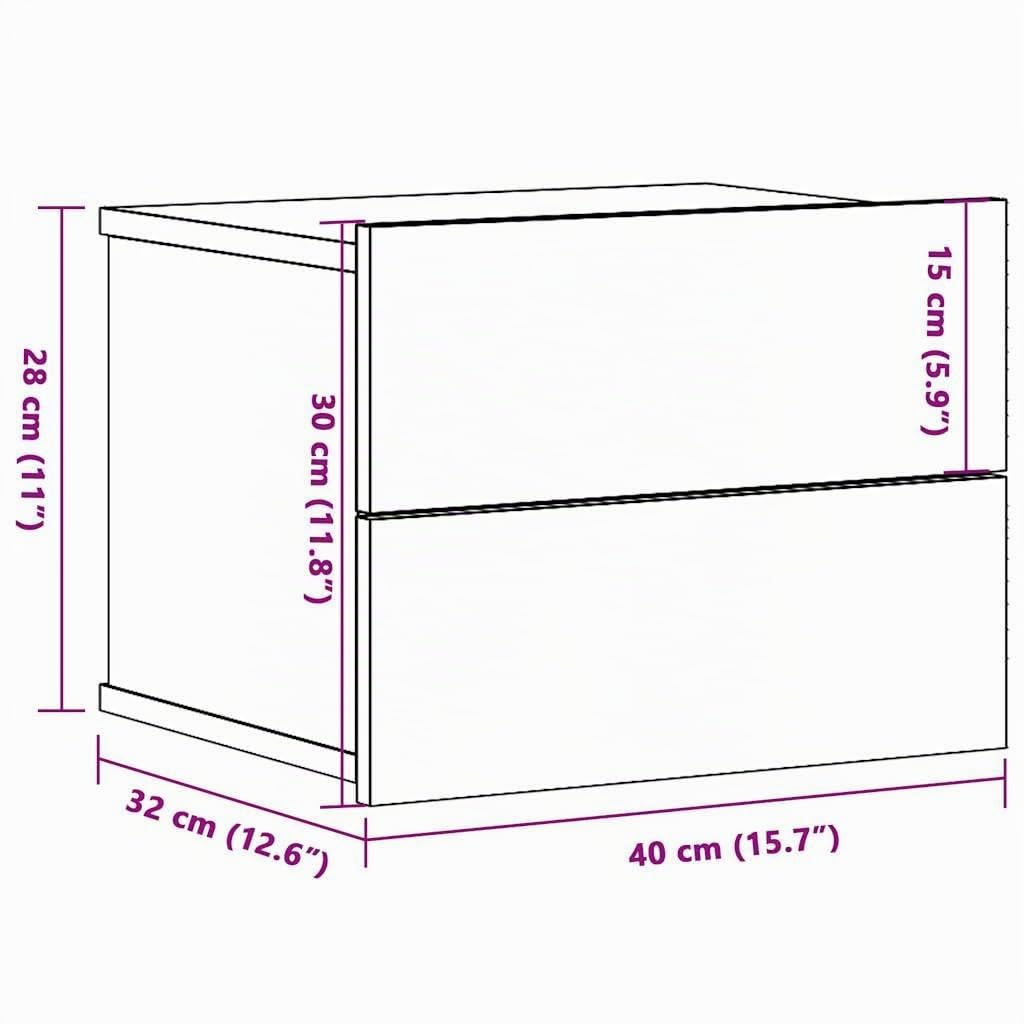 vidaXL Mesitas de Noche de Pared 2 uds Color Roble Artisan 40x32x30 cm, mesita de Noche Flotante, mesilla de Noche, Armario, mesita de Noche