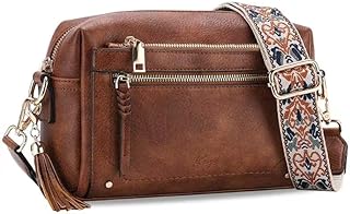 KASQO Crossbody Bags for Women, Vegan Leather Cross Body Purse Small Trendy Crossover Shoulder Handbag with Guitar Strap