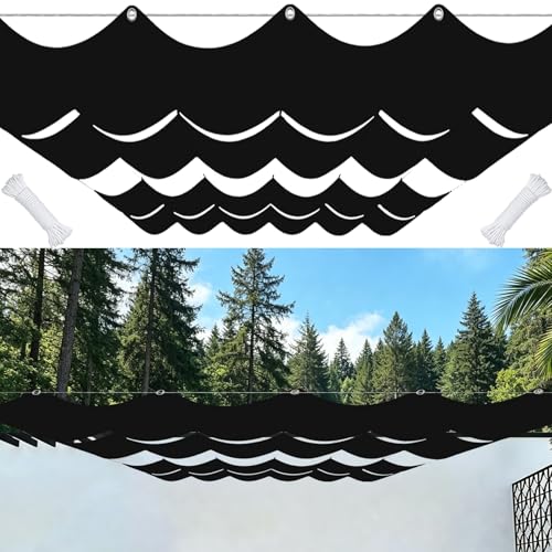 Voile d'ombrage rétractable vague noir 230x420 anti-UV œillets