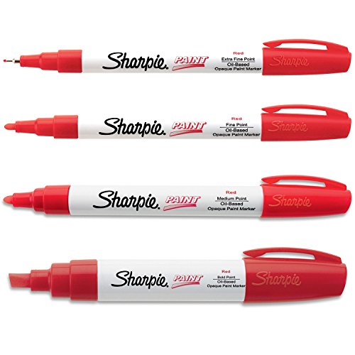 Sharpie Paint Marker Oil Based Red All Sizes Kit with Ex Fine, Fine, Medium & Bold