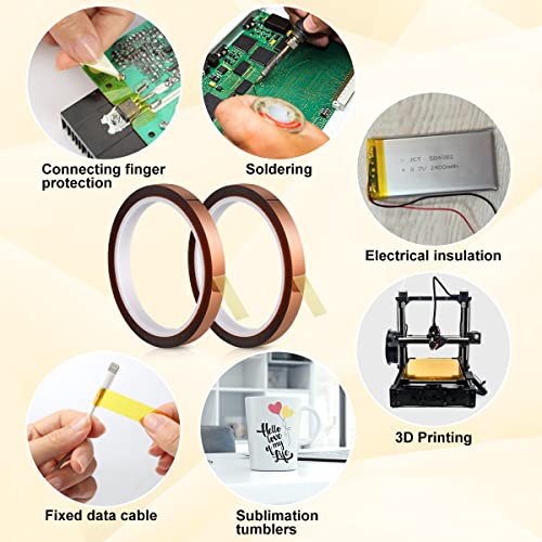 Image of Heat Tape,Heat Resistant Tape,Heat Transfer Tape,Thermal Tape,High Temperature Tape, No Residue 1 /2 inch(13mm X 33m Polyimide Tape for Sublimation,Masking,3D Printing,Electric Task, Soldering