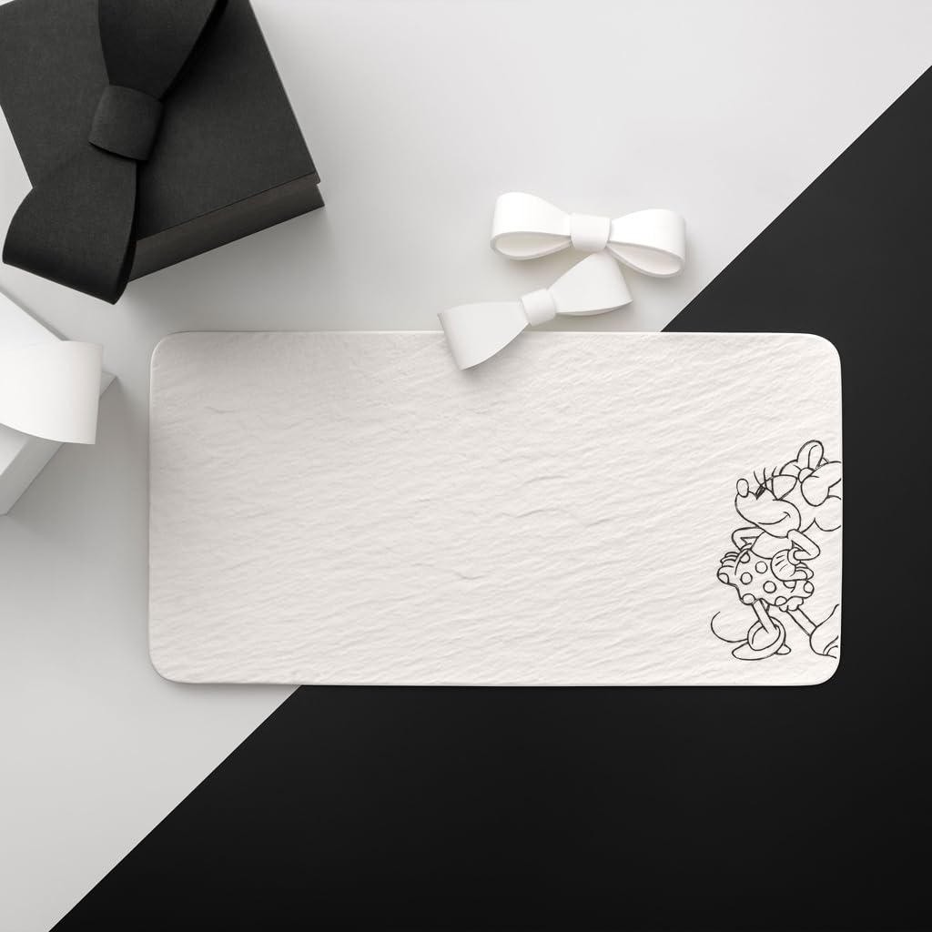 Villeroy & Boch Manufacture Rock blanc – Mickey Mouse – półmisek do serwowania, biały, można myć w zmywarce i używać w mikrofalówce, efekt łupku z kredowym wzorem Disney Myszki Miki