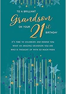 Regal Publishing Modern Milestone Age Birthday Card 21st Grandson - 9 x 6 inches,Green