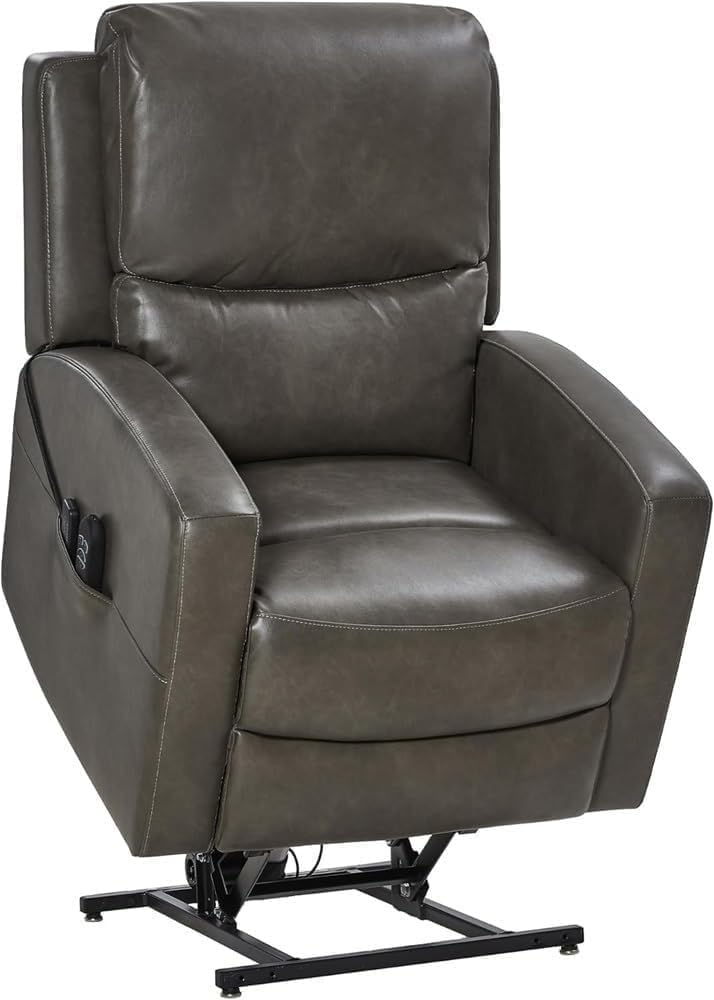 Recliner Chair Power Lift Adjustable Recliner Sofa PU Leather Lay Flat Heat Massage Adults Elderly Living Room