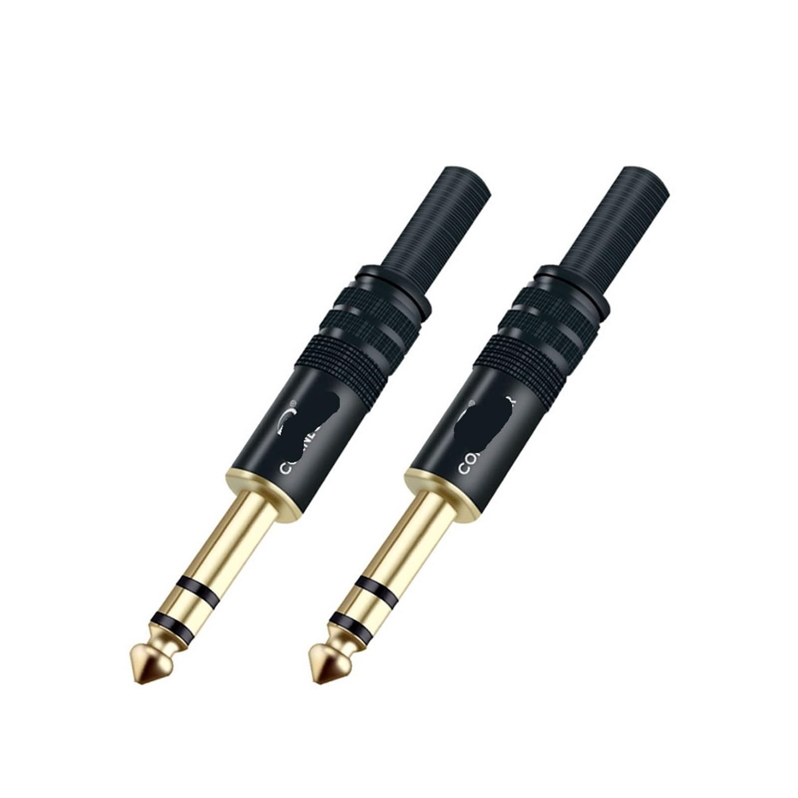 Conector de audio de 6,3mm estéreo con carcasa de alta resistencia para micrófonos negros