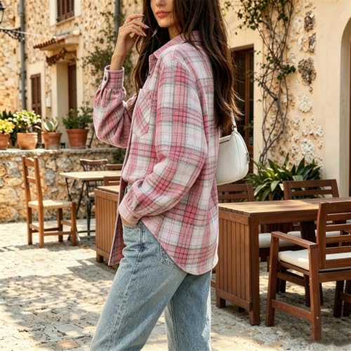 Plaid Jackets for Women Gingham Button Down Boho Comfortable Tops - image 2
