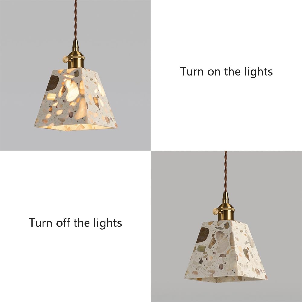 Suspension En Pierre Translucide, Lampe Suspendue Pyramidale Dorée E26