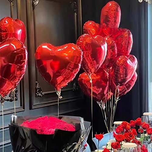 50 6-inch red Heart Balloons Latex,18-inch 10Pcs red Heart Balloons Foil ,42-inch 1Pcs red Love Balloon,Red Petals Kit for Valentines Day,Propose Marriage,Wedding Party.… - Image 3