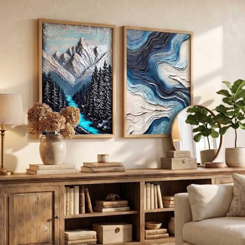 Image of kotart Modern frame Art Home Decoration Abstract Mountain view Paintings With Frame For Living Room Bed Room Hotel Wall Decor Digital Reprint Set of 2(19X25 INCH)