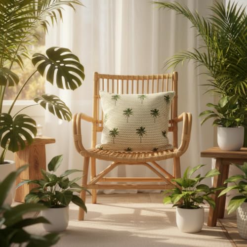 Image of Tropical Jungle Decorative Cushion Cover for Sofa & Living Room, Throw Pillow Cover, Hidden Zipper, Pack of 1