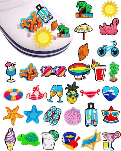 TPZORJX 30 piezas de abalorios para zapatos y ganchos, pines de PVC, para niños, niñas y adultos, estilo veraniego