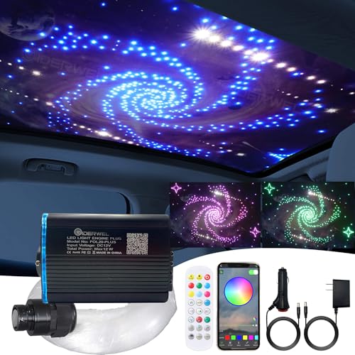 Image of Meteor+Twinkle 2 in 1 Fiber Optic Light,APP Control Music Activated Starlight Headliner Kit with 348pcs 9.8ft Mixed Fiber Optic Cable,RGBW LED Engine and Remote for Car /Home Star Ceiling Lighting