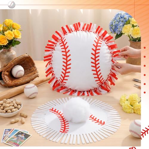 Kit de manualidades de béisbol Mindsoft con 6 cojines de forro polar para niños 4