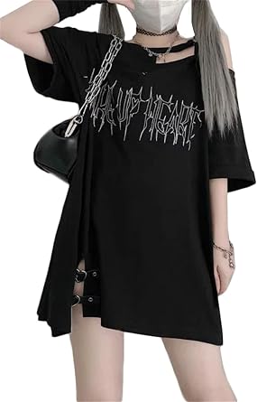 JQBFL Womens Short Sleeve T-shirt, Tops, Summer Clothing, Casual, Print, Korean Fashion, Cut and Sewn, Big Silhouette, Street Style, Hip Pop