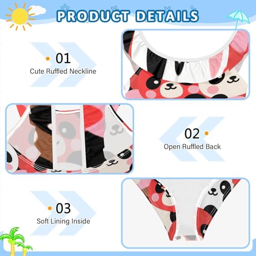 Traje de baño de panda rojo con estampado de caricatura resistente 5