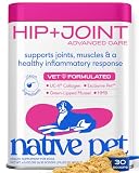 Native Pet Hip & Joint Advanced Care Dog Joint Supplement Powder for Mobility & Movement Support, Joint Supplement for Dogs with HMB, UC-II Collagen, Green Lipped Mussel & Hyaluronic Acid – 30 Scoops