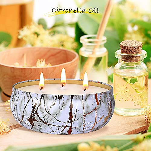 Citronella Candles Outdoor Large, 3 Wick Decorative Summer Outdoor Candles Set For Patio, Garden, Balcony, Camping, Bbq - 180H Long Lasting Soy Wax Jar Candle Bulk #TOP5