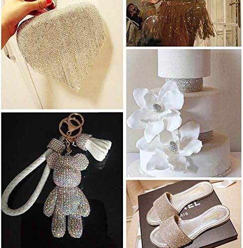 LABOTA 14 Yards 2.5mm Clear Crystal Rhinestone Close Chain Trimming Claw Chain Jewelry Crafts DIY (Silver)
