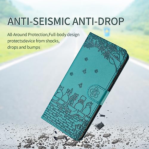 ZQQCONIG for Samsung Galaxy S20 Wallet Case,Wall Cats Butterfly Flower Embossed PU Leather Flip Phone Case with Card Slots,Magnetic Protective Cover with Holder Kickstand,Blue by ZQQCONIG - Image 6