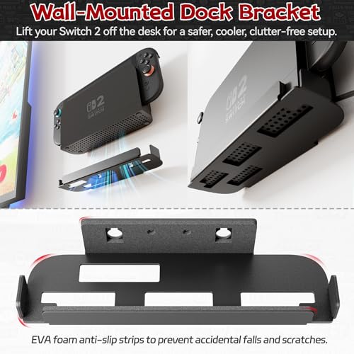 Support mural Nintendo Switch 2 en acier inox avec boîte 6 slots - 3