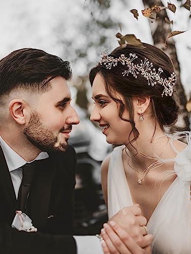 Sweetv Crystal Bridal Headpieces For Brides Rose Gold Wedding Hair Accessories Bride Headband Pearl Hair Vine Rhinestone Hair Pieces For Women #TOP2