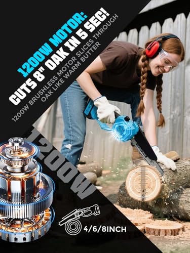 Image of 8 & 6 Inch Electric Pole Saw & Mini Chainsaw for Tree Trimming